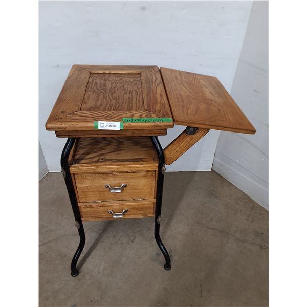 * Vintage 2-Drawer Industrial Work Bench - Leaf Support Needs Repair - Cannot Ship