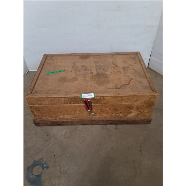 * Vintage Shallow Wooden Storage Chest w/WW2 Newspapers - Cannot Ship