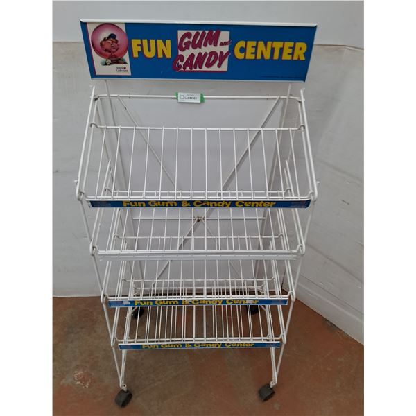 * "Fun Gum Candy Center" Rolling Display Stand - 51x24x16" - Cannot Ship