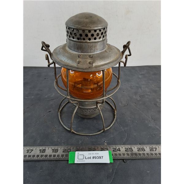 Vintage Canadian National Railway Amber Glass Lantern