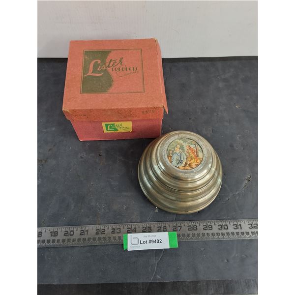 Vintage "Lister Products" Wind-Up Musical Face Powder Base