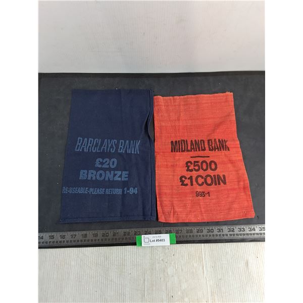 (2) British Bank Money Bags