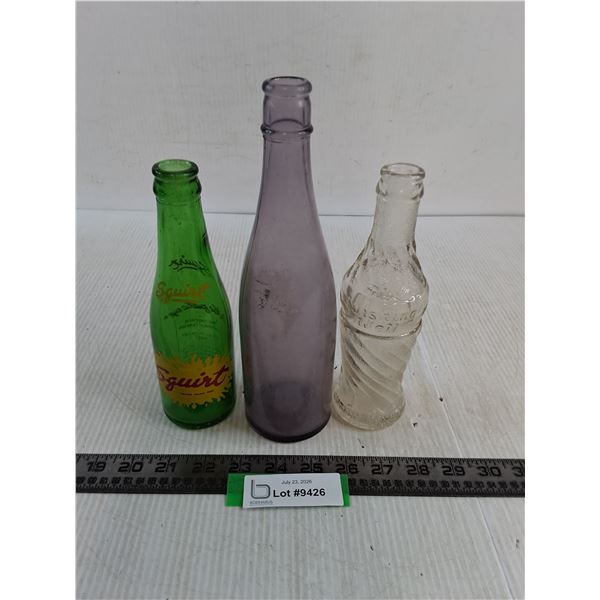 (3) Vintage Glass Pop Bottles