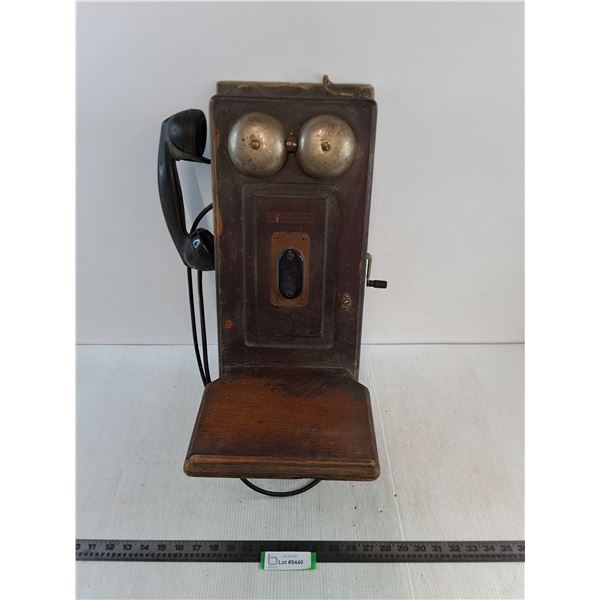 Antique Northern Electric Wall Mount Party-Line Telephone - 24x10x13" - Cannot Ship