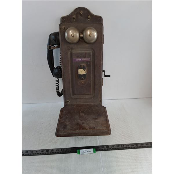 Antique Kellogg Wall Mount Party Line Telephone - 25x13x9" - Cannot Ship