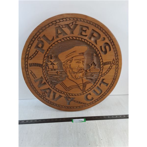 # Laminated & Carved Wooden "Player's Navy Cut" Tobacco Wall Decor - 24" Diameter