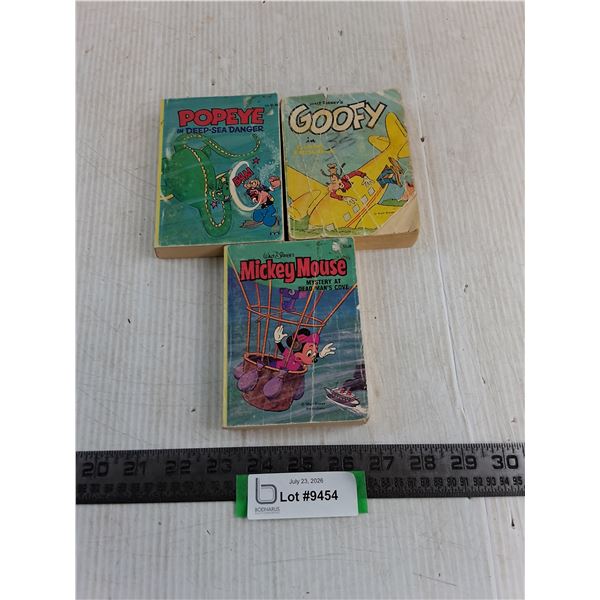 (3) Vintage Popeye, Goofy, Mickey Mouse "Big Little Books"
