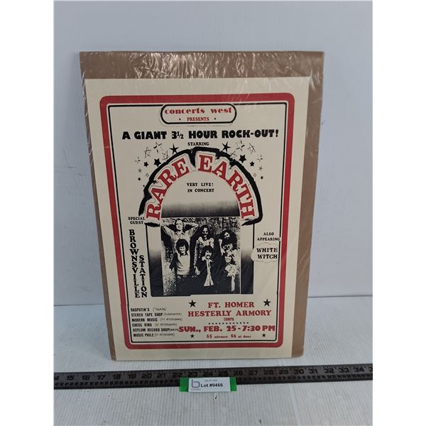 Vintage "Rare Earth" Concert Poster - 17" x 11"