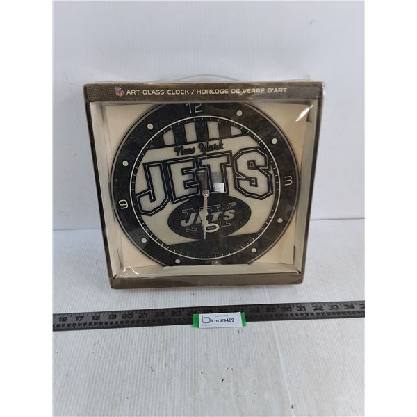 NIB New York Jets 12" Art Glass Wall Clock