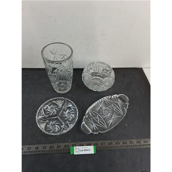 Glass & Crystal Platters, Bowl & Vase