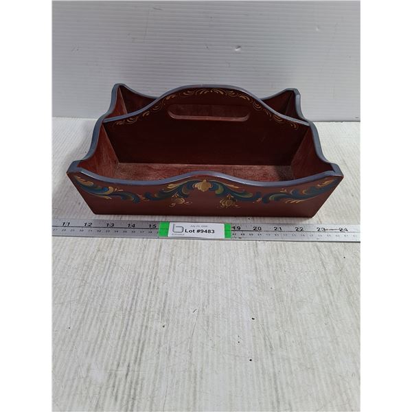 Vintage Wooden Letter Holder with floral painted accents