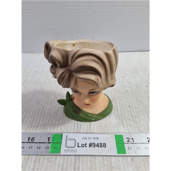 Vintage Lady Head Vase-Made in Japan