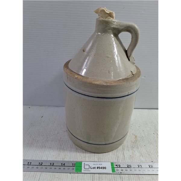 Antique R.H. Stewart Toronto Stoneware Jug Featuring Blue Band Decorations