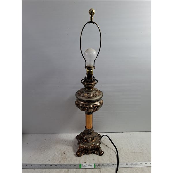 Antique Electrified Lamp with Ornate Brass/Bronze Metalwork-working-no shade