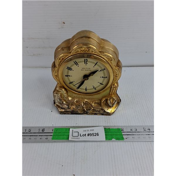 United Self Starting Electric Desk Clock - As Is