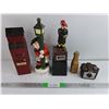 Image 1 : Assorted Liquor Decanters, Bottle Coin Bank, Brownie Holiday Camera - As Is