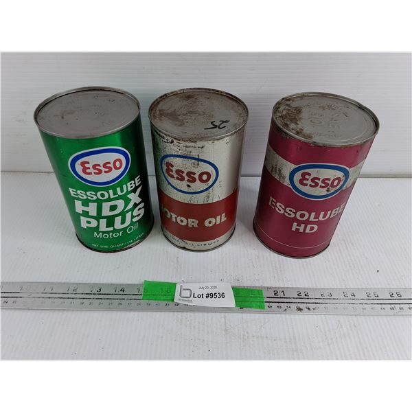 Vintage Esso Motor Oil Cans - Sealed & Empty, Cannot Ship Full Cans