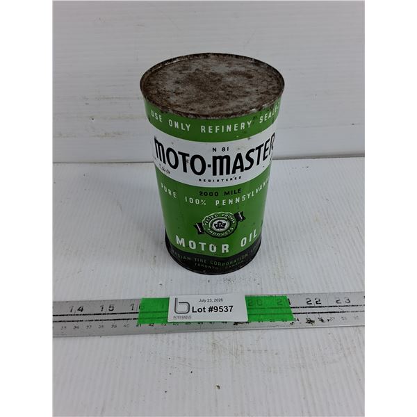 Moto Master 2000 Mile Motor Oil Can - Sealed, Cannot Ship Full Cans
