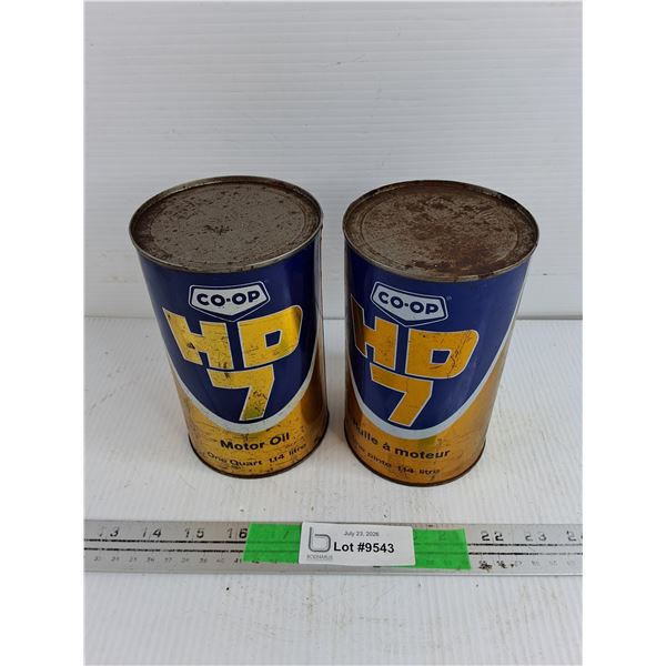 Vintage CO OP HD 7 Motor Oil Cans - Sealed, Cannot Ship Full Cans