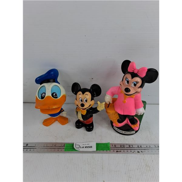Pull Cord Scrooge McDuck Toy, Mickey & Minnie Mouse Coin Banks