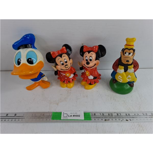 Pull Cord Donald Toy, Minnie & Goofy Coin Banks