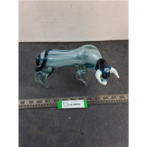 Blue & White Art Glass Bull