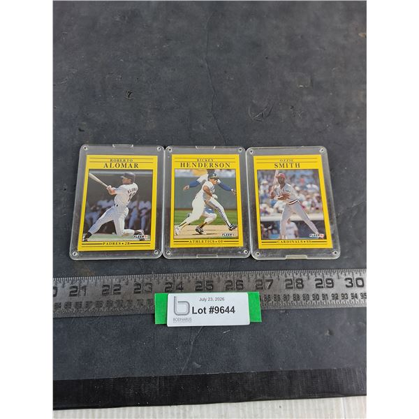 (3) Fleer 1991 MLB Collector Cards - Alomar, Henderson, Smith - Cannot Authenticate