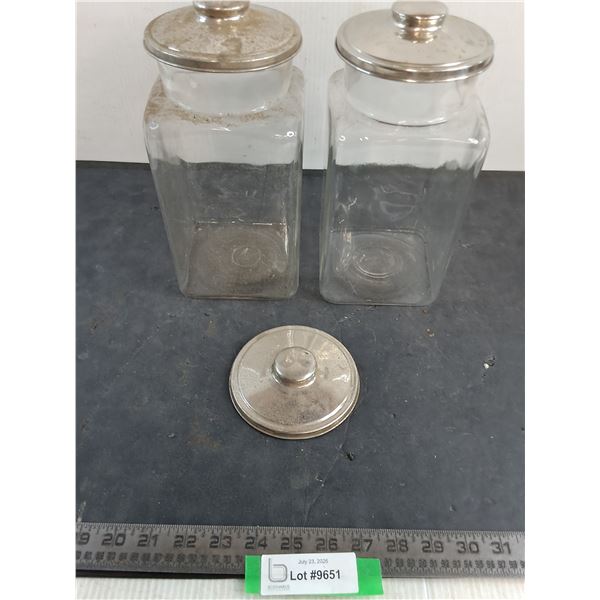 Vintage Glass Food Storage Jars, Extra Lid