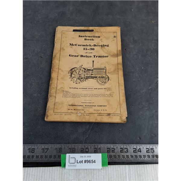 Vintage McCormick-Deering 15-30 Instruction Book