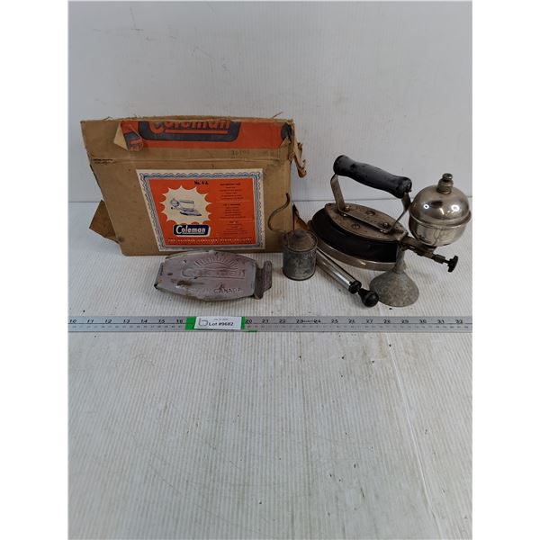 Vintage Coleman No.4 Self-Heating Iron with all Accessories