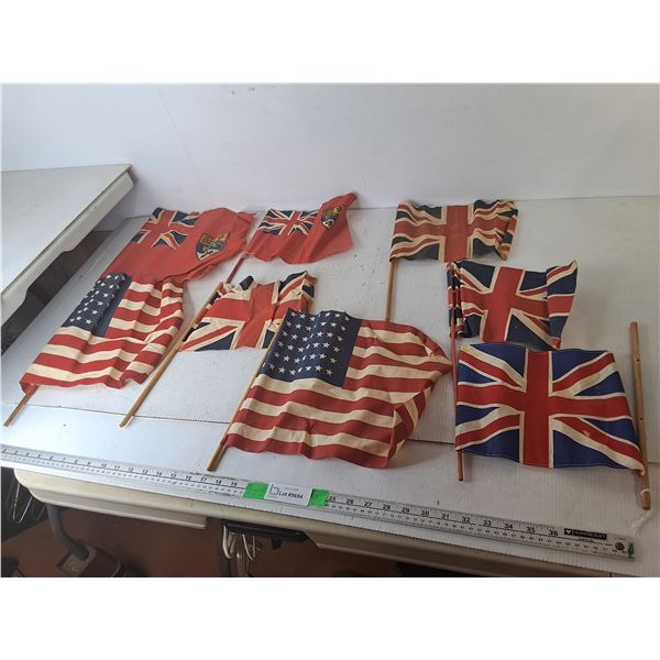 Vintage American, British & Red Ensign Flags Up to 14" Wide, Musty Smell