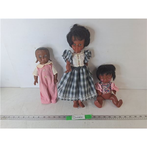 (3) African/Native American Dolls Up to 15"