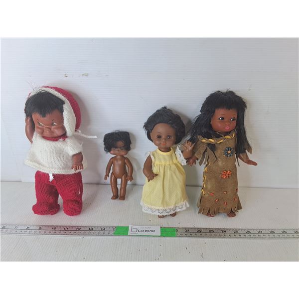 (4) African/Native American Dolls Up to 10"