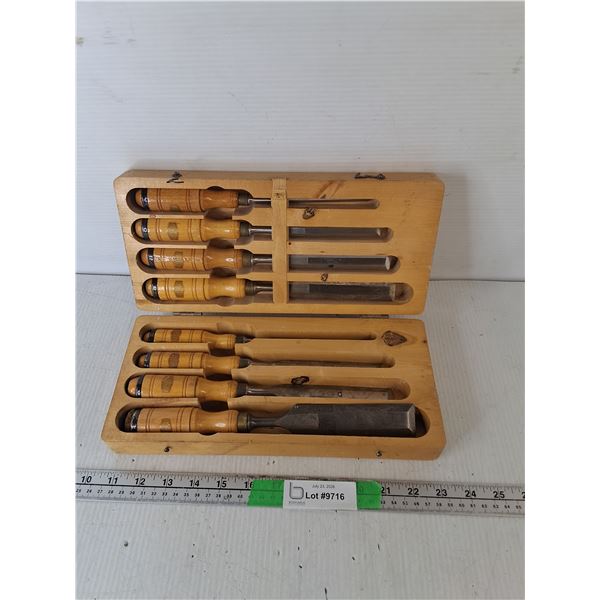 Vintage Wooden Chisel Set