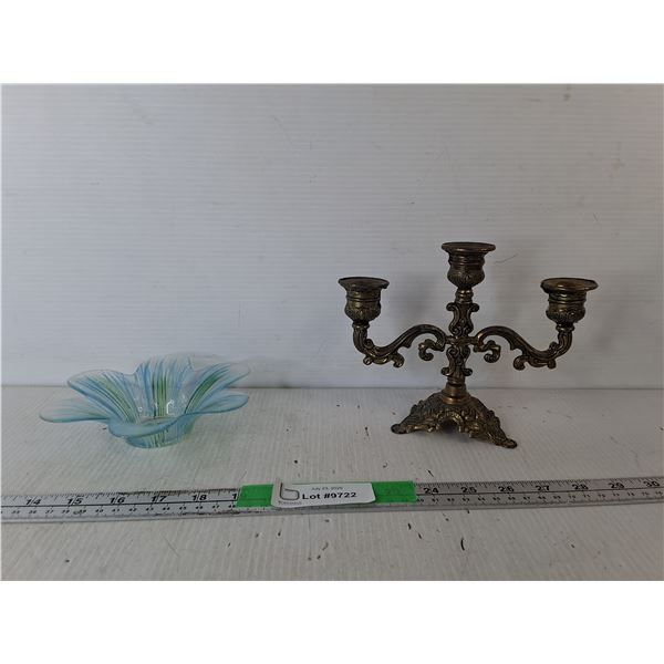 Brass Candelabra & Glass Tealight Holder