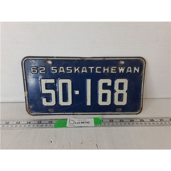 1962 Saskatchewan License Plate