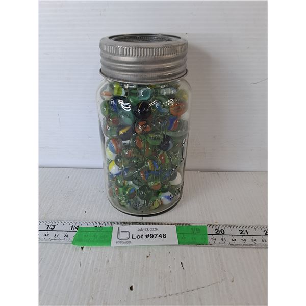Mid West Glass Jar & Marbles 7.25"