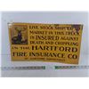 Image 1 : Hartford Fire Insurance Metal Sign 19.5" x 11"
