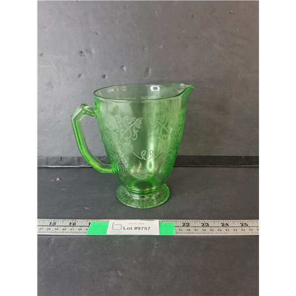 Decorative Uranium Glass Pitcher 6.5"