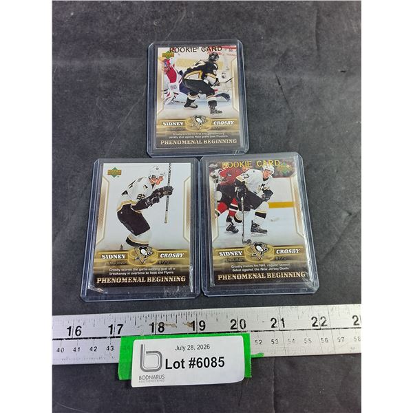 Sidney Crosby Rookie Cards (3), Cannot Authenticate