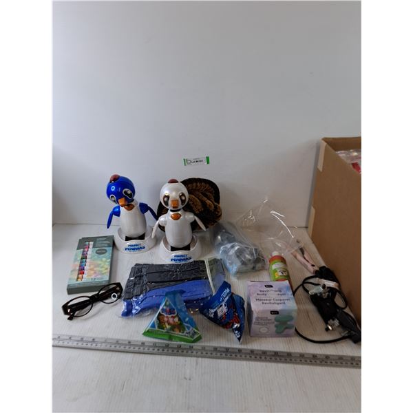 (2) Prrfect Penguins Untested, (2) Body Massagers, Bag of Utensils, (2) Tempura Paints, Misc