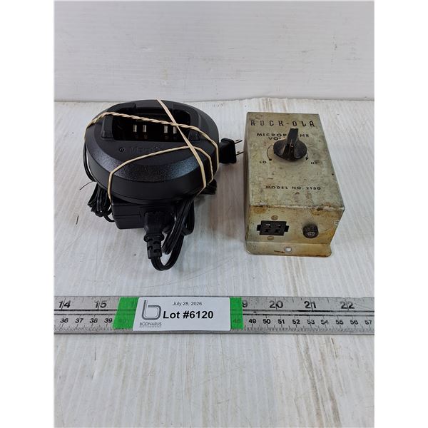 Vintage Rock-Ola Jukebox Microphone Volume Control,Unboxed Motorola Magone Charger Base (new)