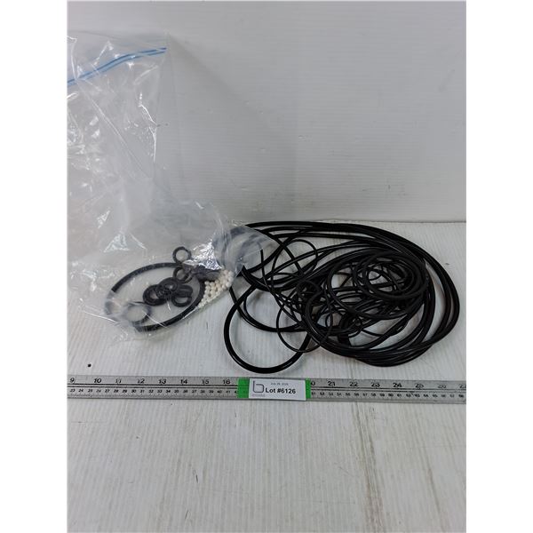 (1) Bag of Neoprene Pullies/Belts Various Sizes and "O" Rings-unused