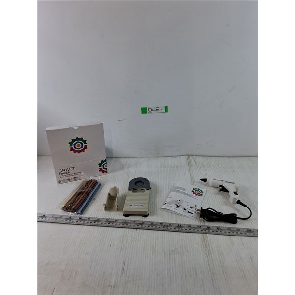 New Minimakers Crafters Glue Gun with Stand, Drip Tray, On/Off Switch, Glitter Glue Sticks