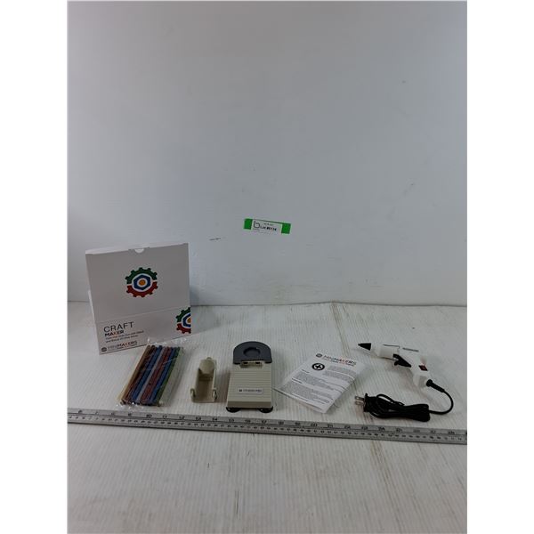 New Minimakers Crafters Glue Gun with Stand, Drip Tray, On/Off Switch, Glitter Glue Sticks