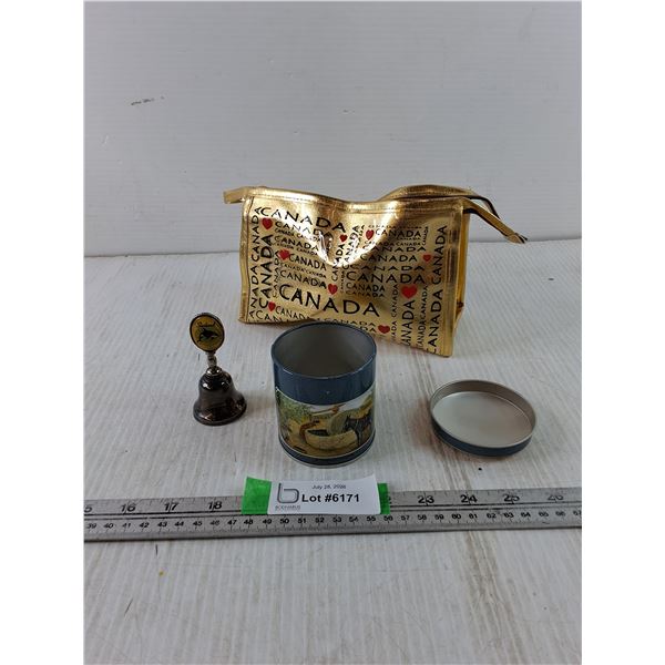 Thinking Bell, Small Metal Container, Gold-Colored Canada Bag