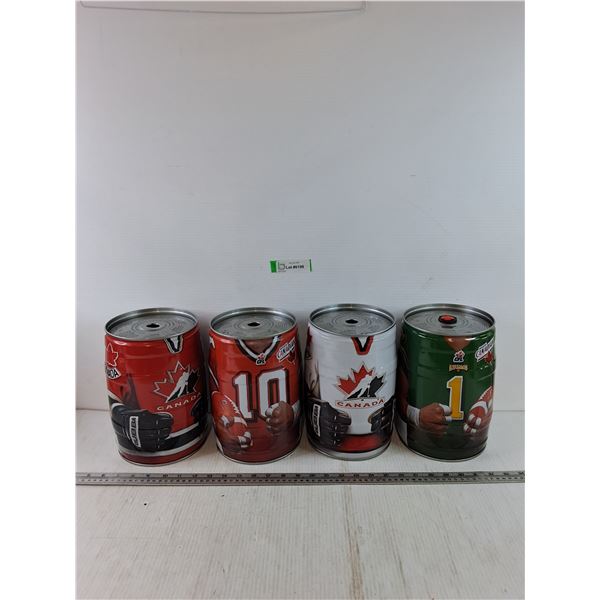 (4) Molson Canadian Sports Beer Kegs, (2) CFL (2) NFL