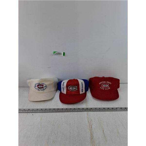 (3) Baseball Caps Canadian Hockey CH, Montreal Canadiens