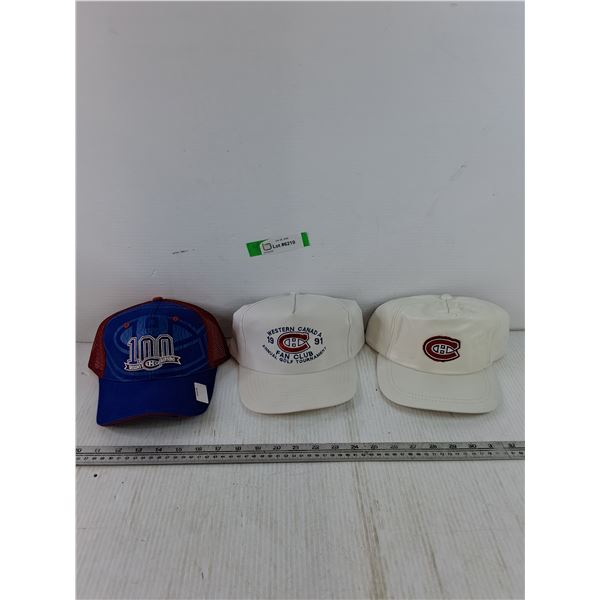 (3) Baseball Caps, Canadian Hockey CH Fan Club Montreal Canadiens