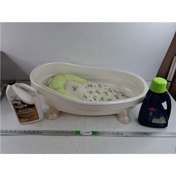 Plastic Baby Bath, Wood Floor Cleaner & Bissell Pet Stain & Odor Cleaner, PICKUP ONLY